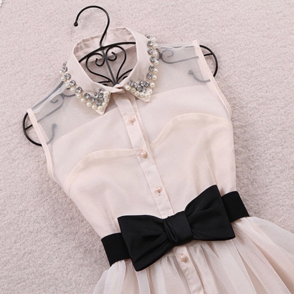 Black Elastic Bow Belt